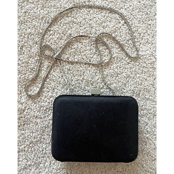 Enzo Angiolini Mini Black Nylon Evening Shoulder Clutch Crossbody Bag Chain Prom - Picture 1 of 8